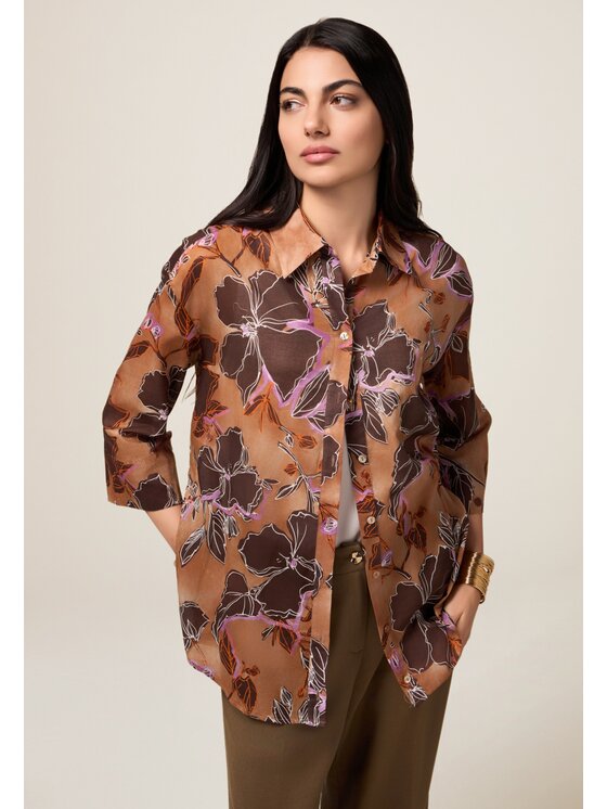 Oltre Oltre Koszula 5114J100781N0V2 Pomarańczowy Baggy Fit