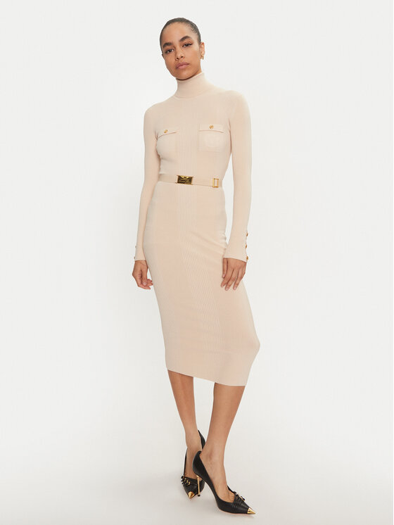 Elisabetta Franchi Elisabetta Franchi Strickkleid AM-25B-46E2-V440 Écru Slim Fit