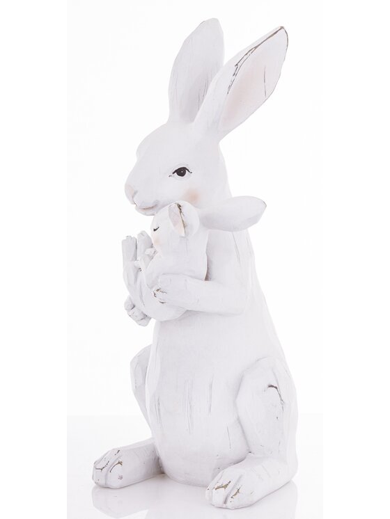 MIAhome MIAhome Figurka króliczka z malcem w objęciach Biały