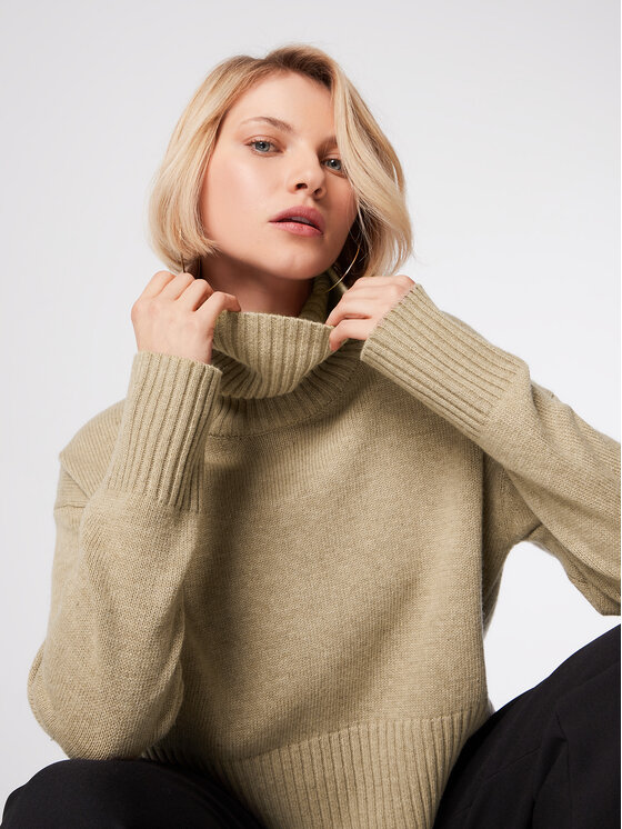 Simple Simple Dolčevita SWD513-02 Bež Relaxed Fit