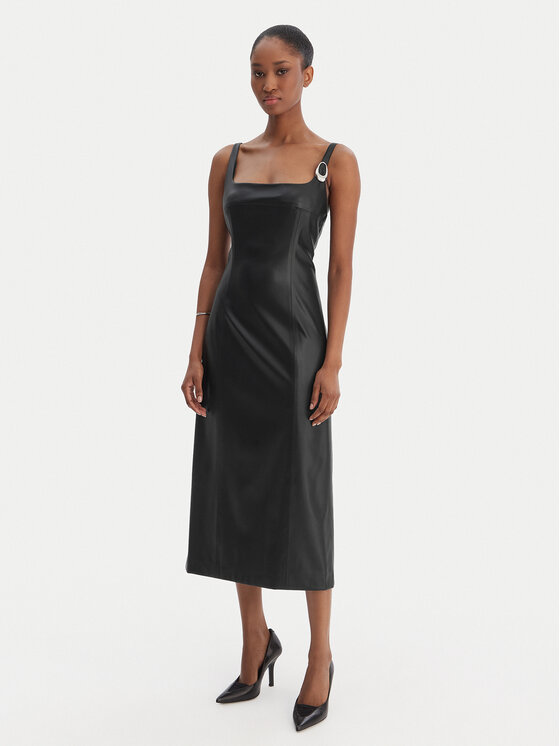 HUGO HUGO Műbőr ruha Kattarina-1 50553546 Fekete Slim Fit