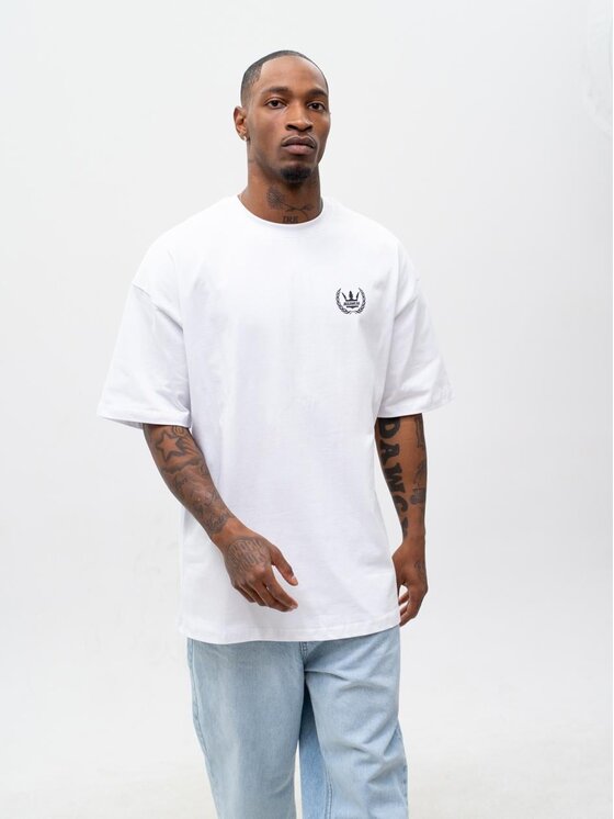 Jigga Wear Jigga Wear T-Shirt Szeroka luźna Laur korona 130019 Biały Oversize