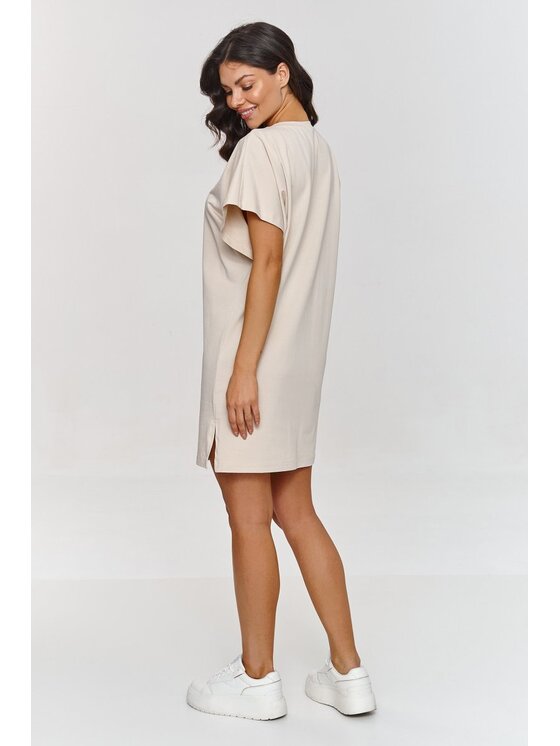 Makadamia Makadamia Sukienka codzienna M875 Beżowy Baggy Fit