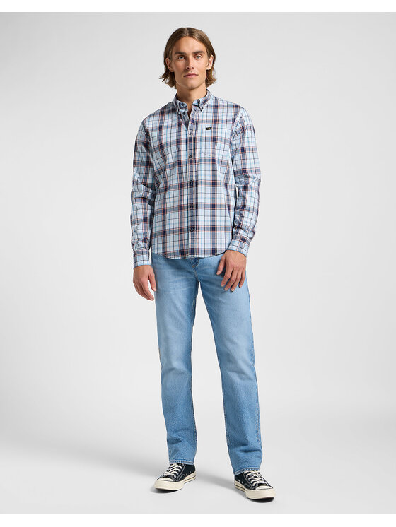 Lee Lee Koszula BUTTON DOWN Szary Regular Fit
