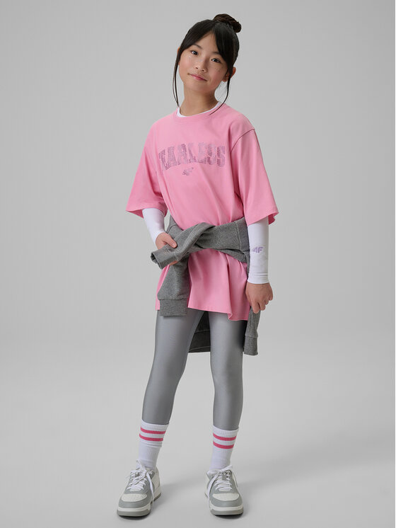 4F 4F T-Shirt SHINE ACADEMY Różowy jasny Regular Fit