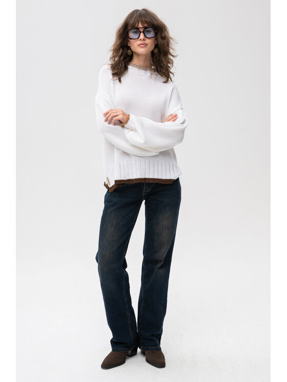 blue shadow blue shadow Sweter Koba Biały Regular Fit