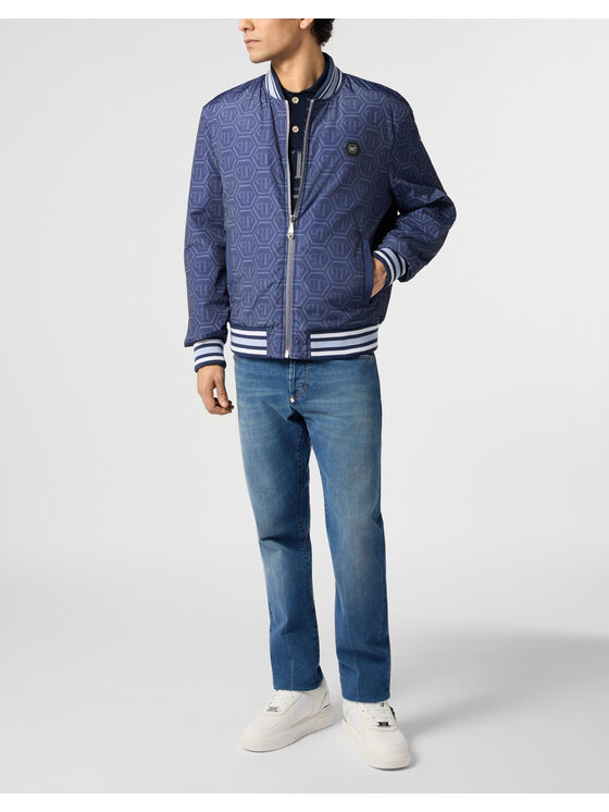 PHILIPP PLEIN PHILIPP PLEIN Kurtka bomber 31145 Granatowy Regular Fit