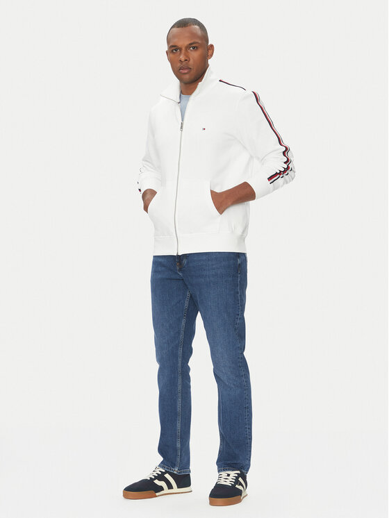 Tommy Hilfiger Tommy Hilfiger Džemperis ar kapuci Global Stripe MW0MW38686 Balts Regular Fit