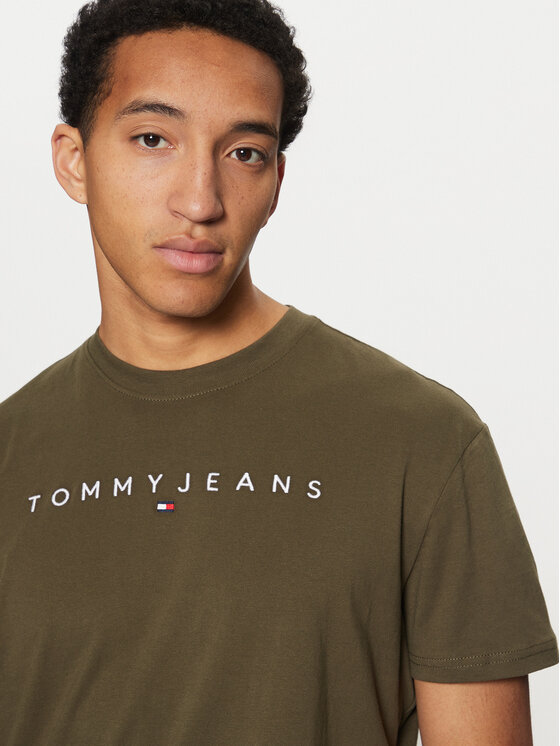Tommy Jeans Tommy Jeans Póló Linear Logo DM0DM20744 Zöld Regular Fit