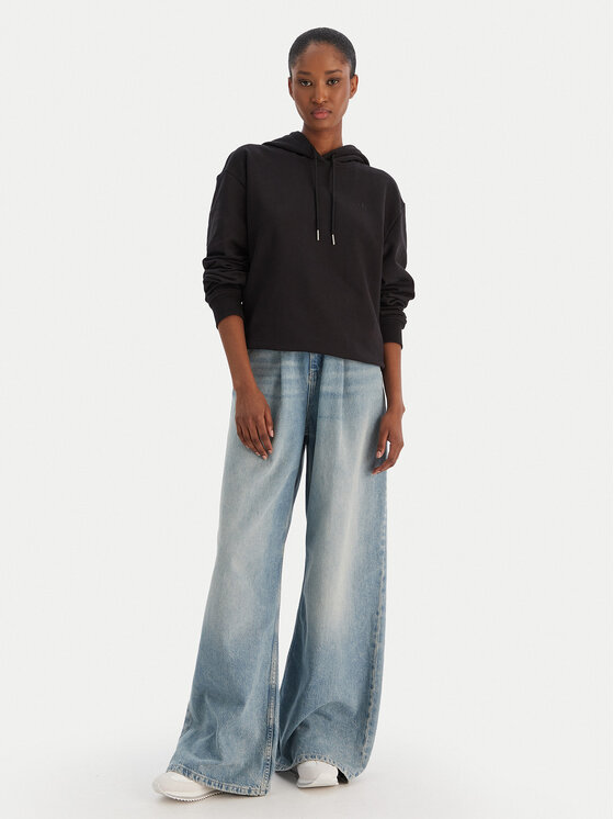 Calvin Klein Jeans Calvin Klein Jeans Pulóver Ls Monogram Terry Po LV047C224G Fekete Regular Fit