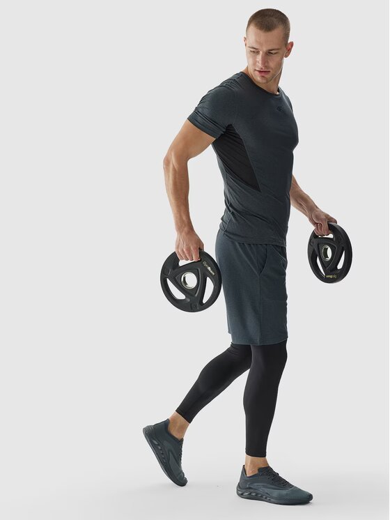 4F 4F Tričko 4FWAW24TFTSM1004-22M Sivá Slim Fit