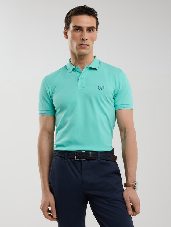 BIG STAR BIG STAR Polo POLIAN Turkusowy Slim Fit