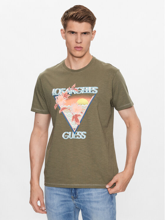Guess Guess Marškinėliai M3YI68 K6XN4 Chaki Regular Fit