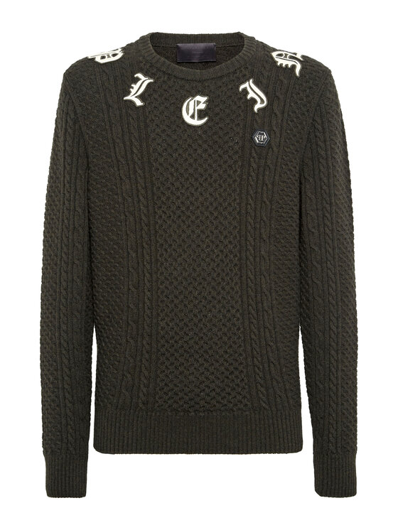 PHILIPP PLEIN PHILIPP PLEIN Longsleeve 9751 Zielony Regular Fit