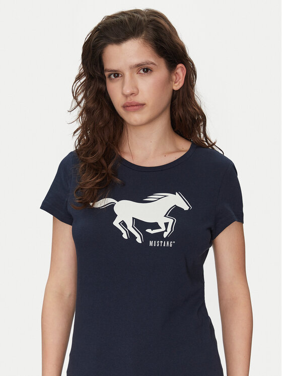 Mustang Mustang T-Shirt Loa 1016136 Granatowy Slim Fit