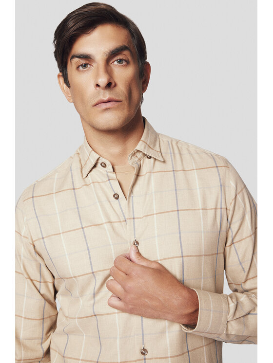 Lancerto Lancerto Koszula Nerina KO073224000029 Beżowy Slim Fit