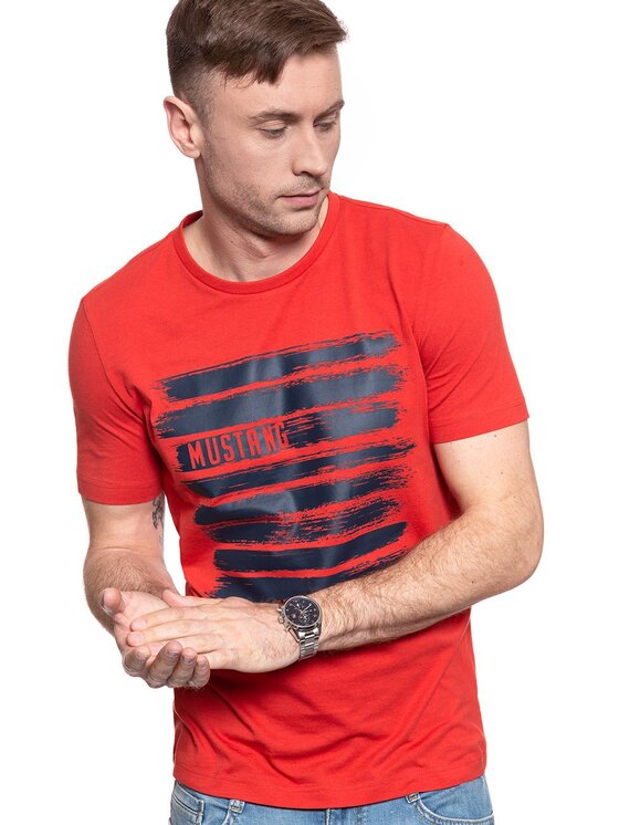 Mustang Mustang T-shirt ALEX C PRINT Rosso Regular Fit