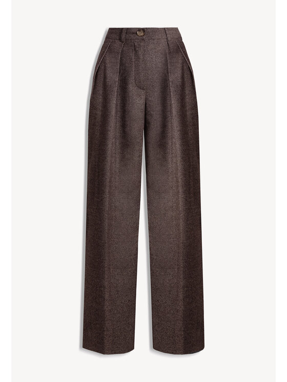 BIZUU BIZUU Kalhoty z materiálu BANOS WIDE-LEG Hnědá Standard Fit