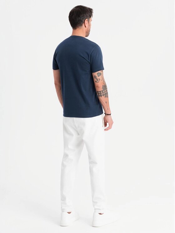 Ombre Ombre T-Shirt OM-TSBS-0237 Granatowy Regular Fit