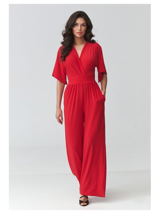 Makadamia Makadamia Kombinezon M939 Czerwony Loose Fit