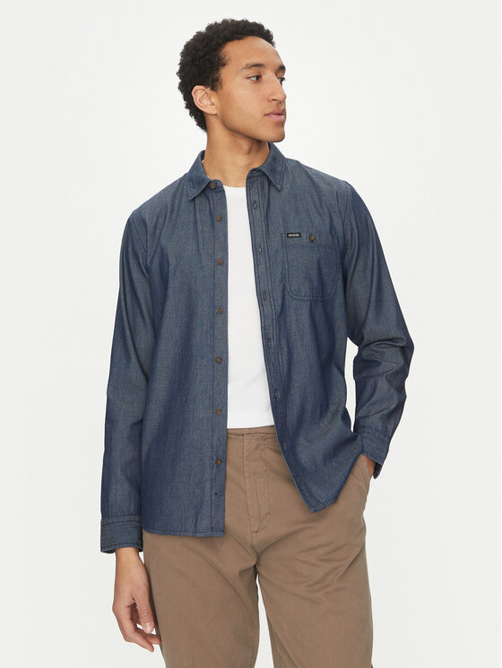 Guess džínsová košeľa M5GH13 D5NN0 Tmavomodrá Regular Fit
