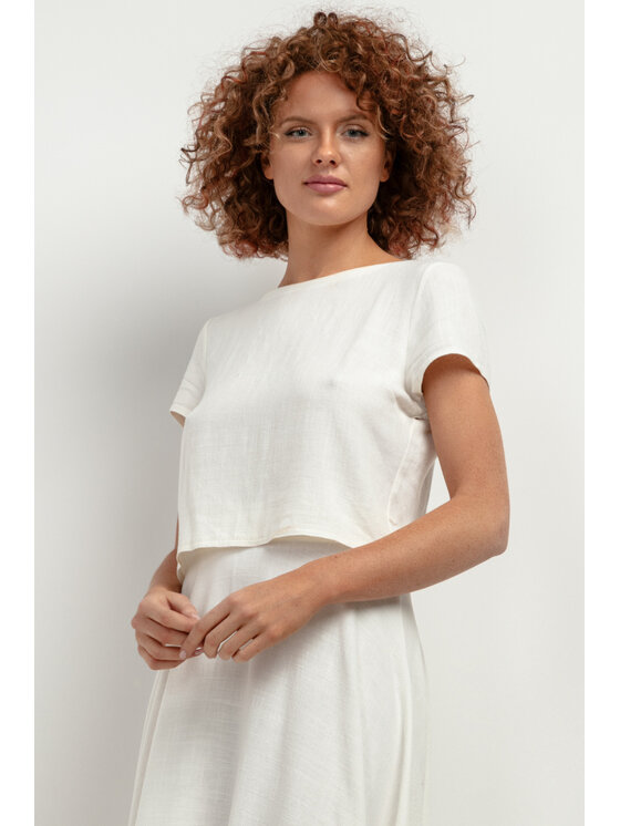 Tessita Tessita T-Shirt TOP T401_1_S Biały Classic Fit