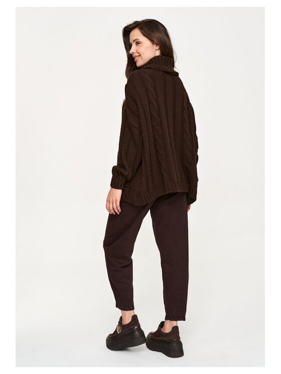 Makadamia Makadamia Sweter S179 Brązowy Loose Fit