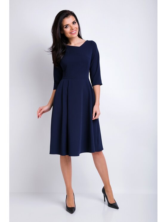 Awama Awama Každodenné šaty A157 Tmavomodrá Basic Fit