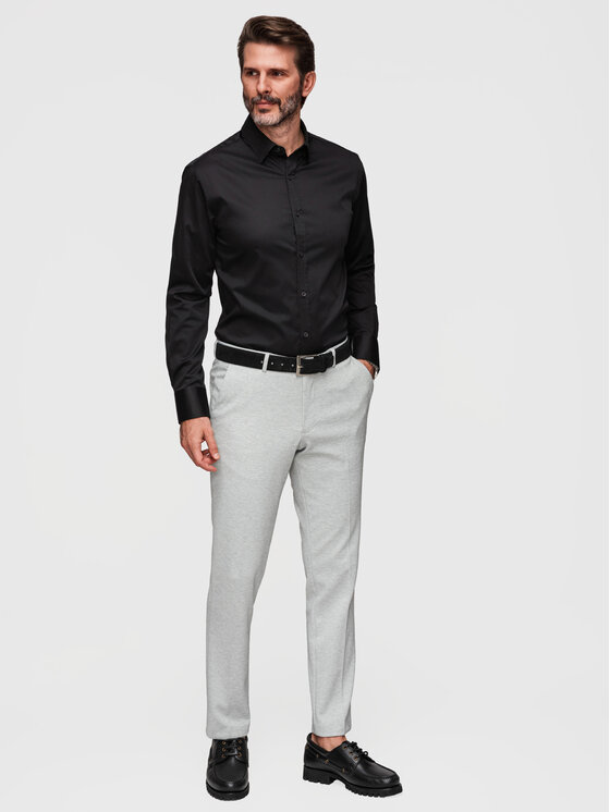 Ombre Ombre Koszula OM-SHOS-0211 Czarny Slim Fit