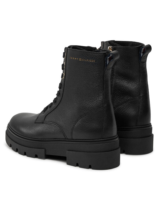 Tommy Hilfiger Tommy Hilfiger Botine Bicolor Leather Lace-Up FW0FW08160 Negru