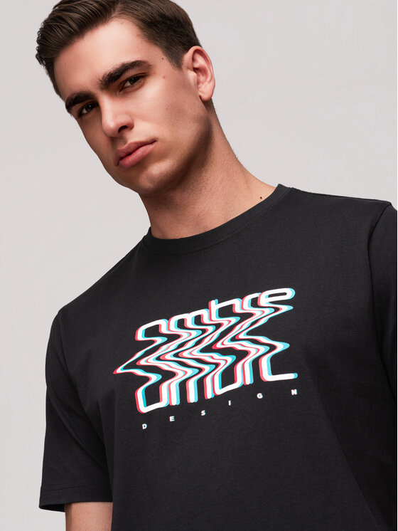 Ombre Ombre T-Shirt OM-TSPT-0286 Czarny Regular Fit