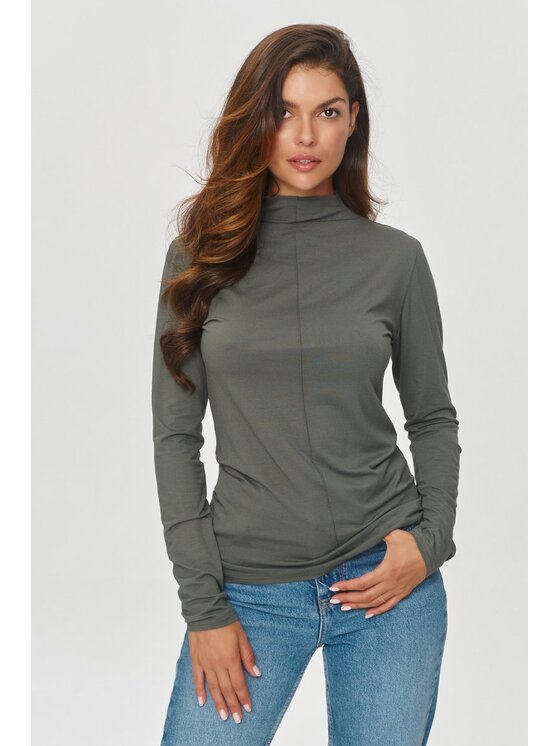 Makadamia Makadamia Bluzka M840 Khaki Shaped Fit