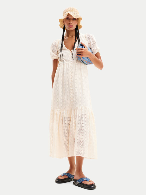 Desigual Desigual Φόρεμα καλοκαιρινό Ottawa 24SWVW05 Λευκό Regular Fit