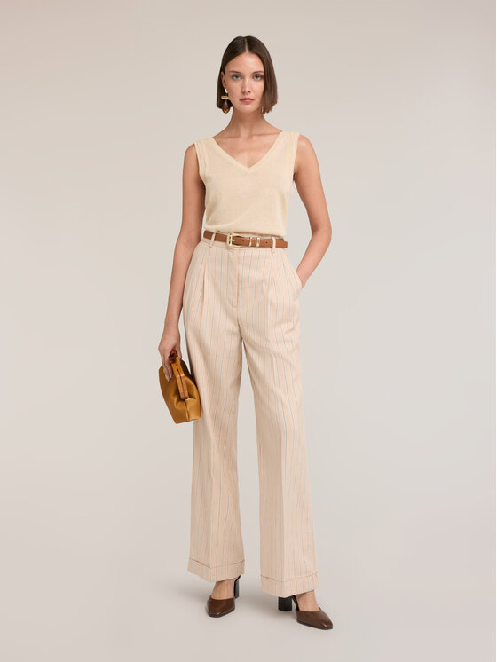 Motivi Motivi Pantaloni di tessuto P093Q004553N0R2 Crema Over Fit