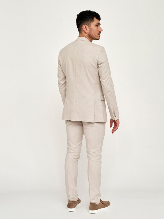 VILLARO VILLARO Marynarka MAR715 Beżowy Slim Fit