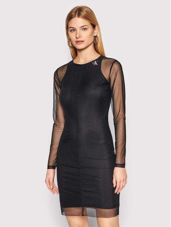 Calvin Klein Jeans Calvin Klein Jeans Letné šaty J20J215666 Čierna Slim Fit