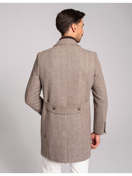Borgio Borgio Płaszcz wełniany bolognetta Beżowy Slim Fit