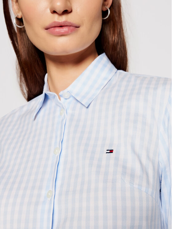 Tommy Hilfiger Marškiniai WW0WW30307 Mėlyna Slim Fit • Modivo.lt