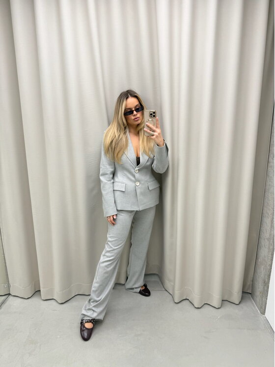 Magda Matyja Magda Matyja Marynarka Chloe Blazer Petite Szary Slim Fit