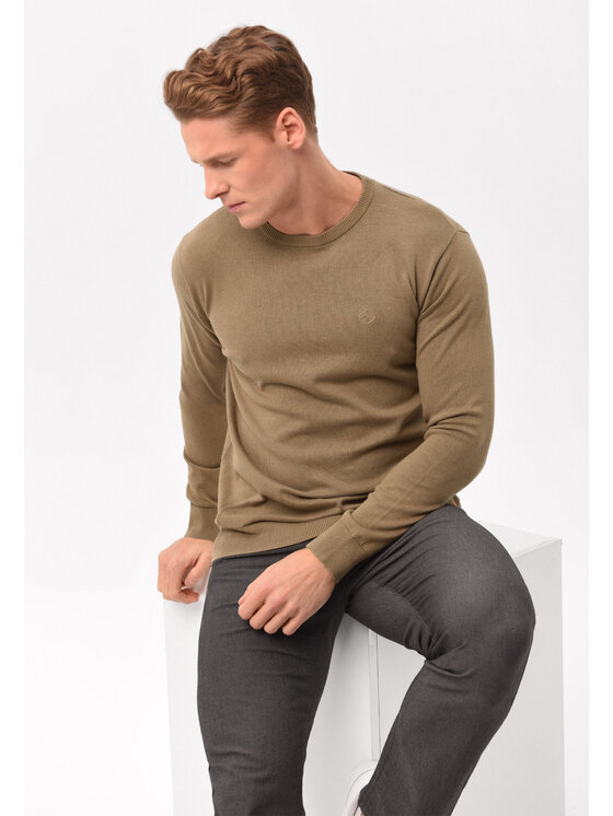 Volcano Volcano Sweter S-RADO Beżowy Regular Fit