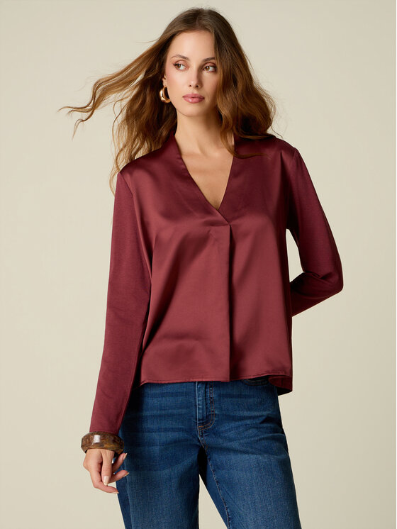 Oltre Oltre T-Shirt G388J204557N036 Bordowy Regular Fit