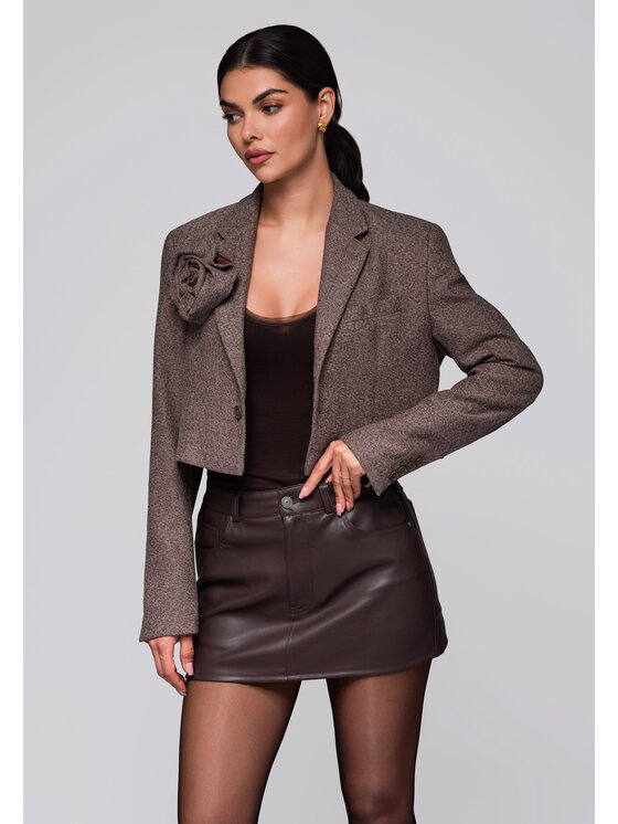Ombre Ombre Marynarka LW-BLZB-0100 Brązowy Regular Fit