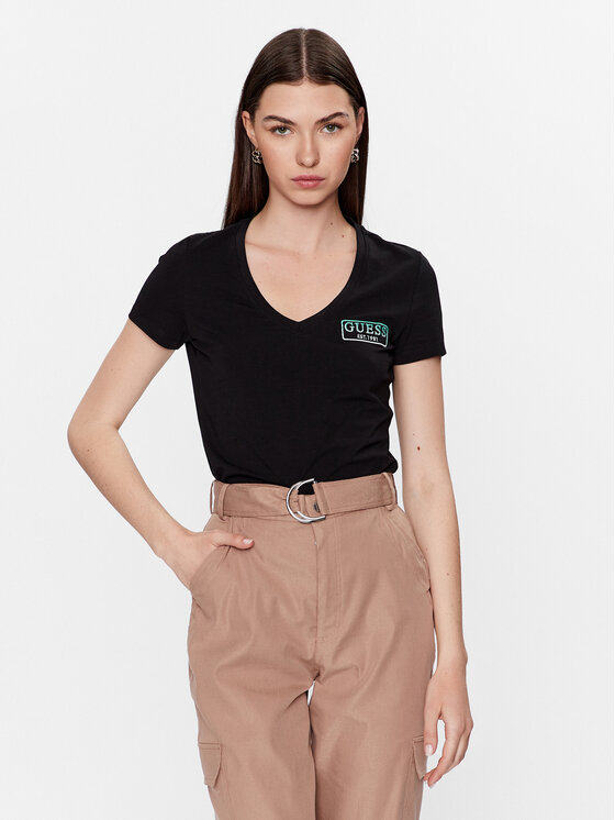 Guess Guess T-shirt W3YI38 J1314 Crna Slim Fit