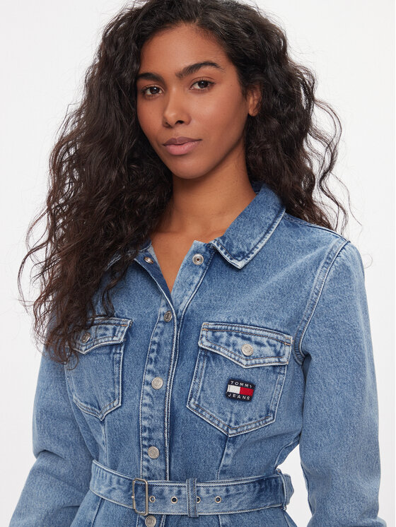 Tommy Jeans Tommy Jeans Дънкова рокля DW0DW16716 Син Slim Fit