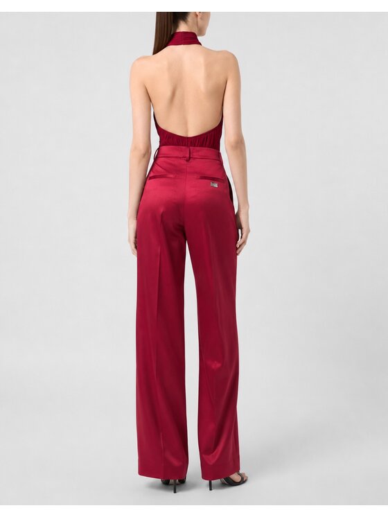 PHILIPP PLEIN PHILIPP PLEIN Spodnie materiałowe 31257 Bordowy Flare Fit