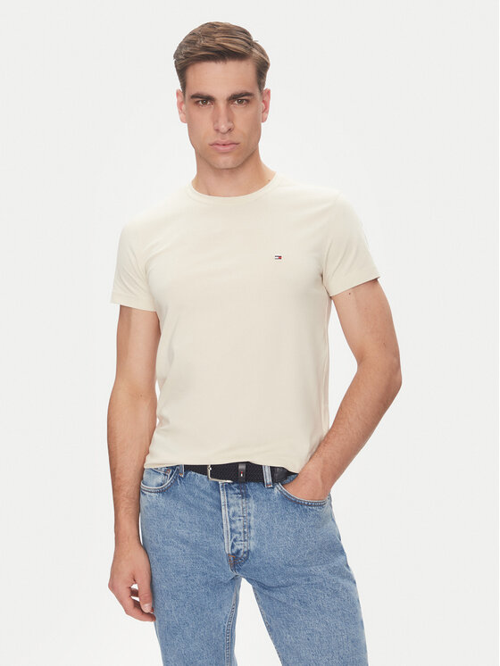 Tommy Hilfiger Tommy Hilfiger T-Shirt MW0MW10800 Beżowy Slim Fit