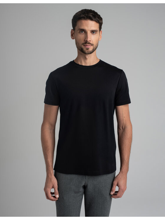 Borgio Borgio T-Shirt Milan_c Czarny Slim Fit