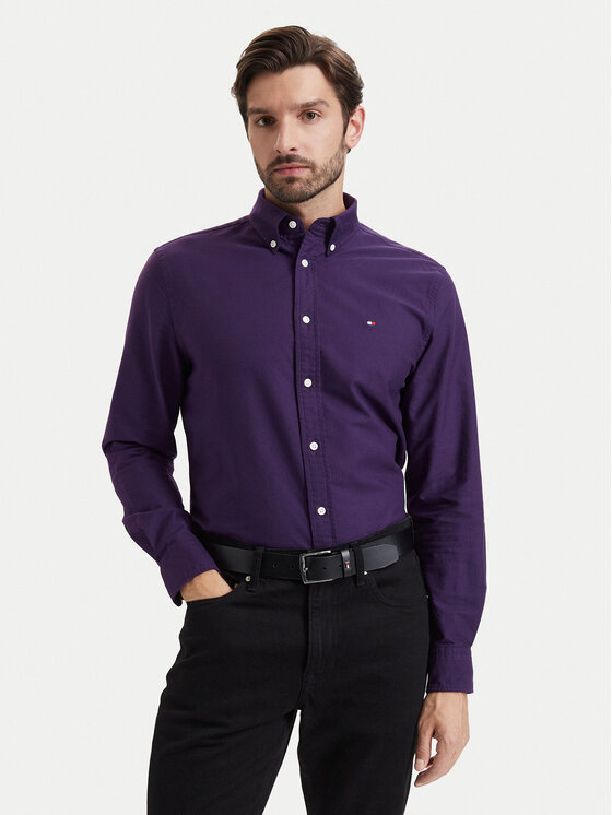 Tommy Hilfiger Tommy Hilfiger Hemd Solid Heritage MW0MW35774 Violett Regular Fit