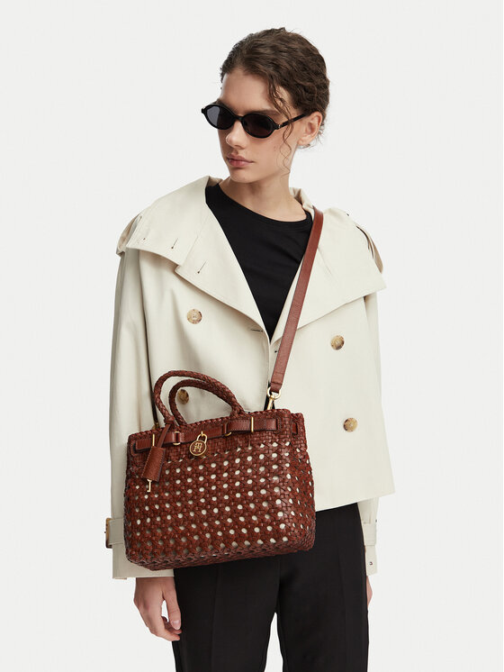 Tommy Hilfiger Geantă American Icon Mini Tote Braided AW0AW18734 Maro