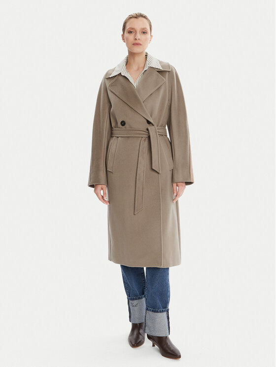 Weekend Max Mara Weekend Max Mara Gyapjú kabát Resina 2525016031 Barna Regular Fit
